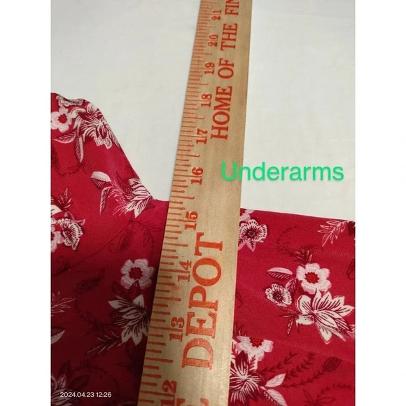 LOFT SZ 2p Red Floral Pattern Mini Fit and Flare Dress - Picture 9 of 10